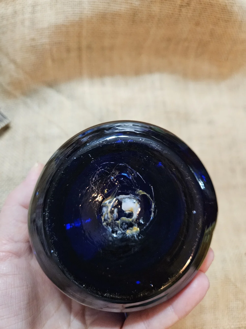 Cobalt Blue Art Glass Pitcher with Clear Handle Makes a Nice Vase - Picture 11 of 12